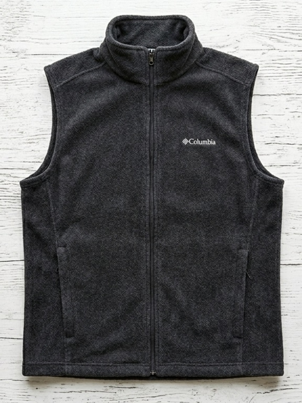 Columbia Men's Steens Mountain Fleece Vest Charcoal Gray Large L Full Zip Jacket